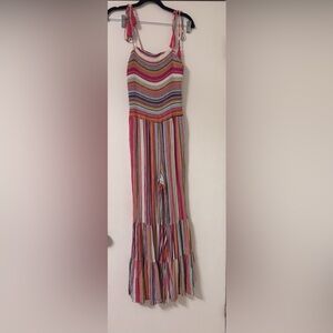 MAIN ST striped jumpsuit flared bell bottom leg